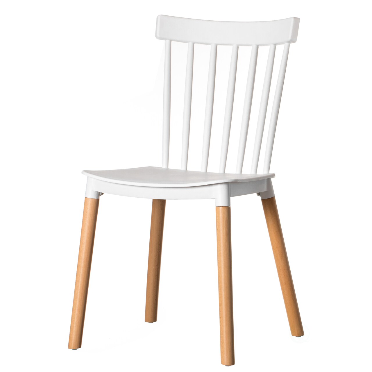 Modern Plastic Dining Chair Windsor Design with Beech Wood Legs